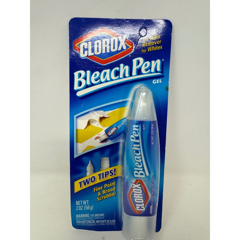 Clorox Bleach Pen Gel Dual Tip Fine Point Broad Scrubber Stain Remover 2oz 56g
